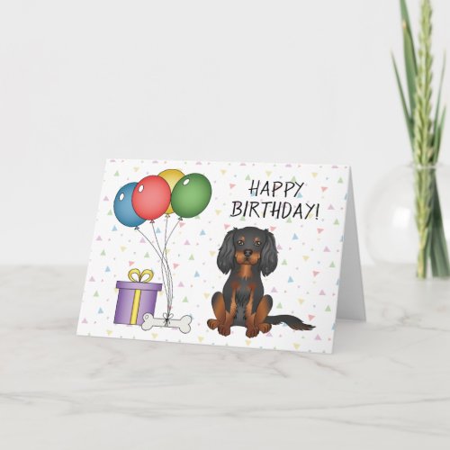 Black  Tan Cavalier King Charles Spaniel Birthday Card