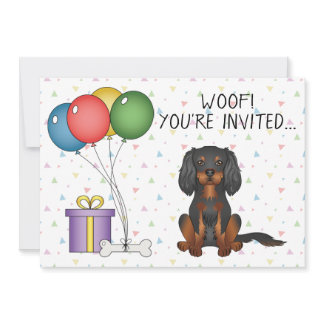 Black &amp; Tan Cavalier King Charles Spaniel Birthday Invitation