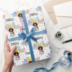Black Tan Cavalier King Charles Spaniel Birthday Wrapping Paper