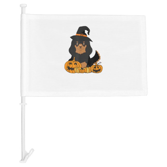 Black Tan Cavalier King Charles Spaniel Dog Hallow Car Flag (Front)