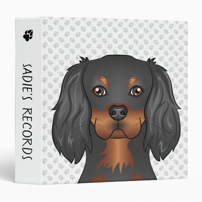 Black & Tan Cavalier King Charles Spaniel Dog Head 3 Ring Binder (Front/Spine)