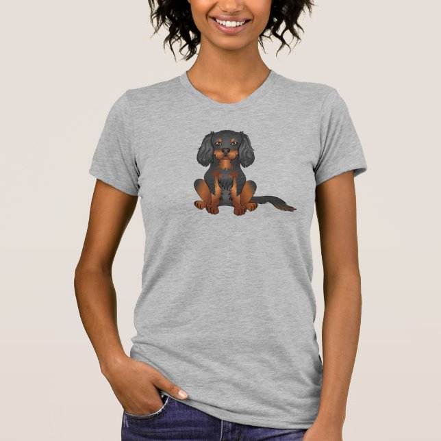 Black & Tan Cavalier King Charles Spaniel Dog T-Shirt (Front)