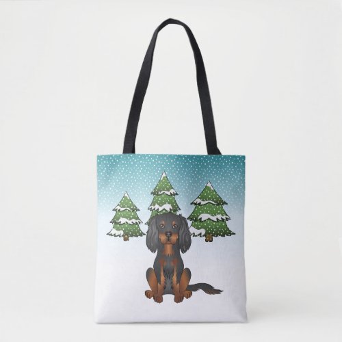 Black Tan Cavalier King Charles Spaniel In Winter Tote Bag