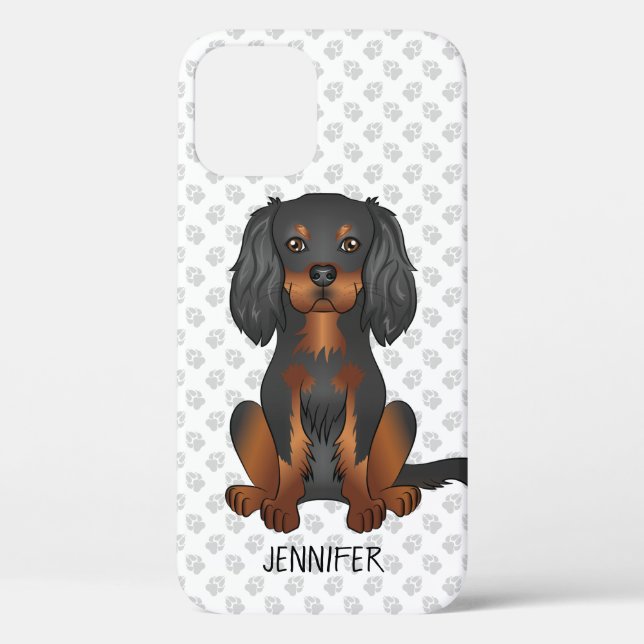 Black & Tan Cavalier King Charles Spaniel & Name Case-Mate iPhone Case (Back)
