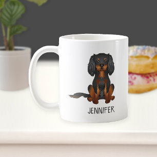 Black & Tan Cavalier King Charles Spaniel & Name Coffee Mug