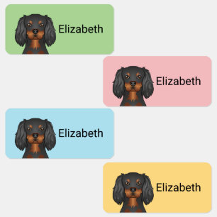 Black & Tan Cavalier King Charles Spaniel & Name Kids' Labels