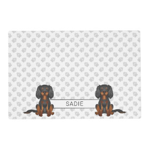 Black & Tan Cavalier King Charles Spaniel & Name Placemat