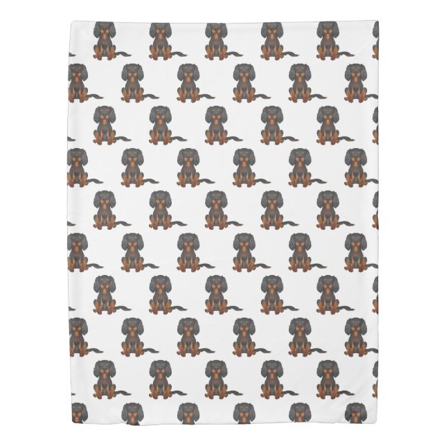 Black & Tan Cavalier King Charles Spaniel Pattern Duvet Cover (Front)