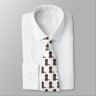 Black &amp; Tan Cavalier King Charles Spaniel Pattern Neck Tie