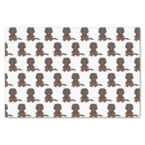 Black  Tan Cavalier King Charles Spaniel Pattern Tissue Paper