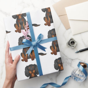 Black & Tan Cavalier King Charles Spaniel Pattern Wrapping Paper