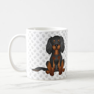 Black &amp; Tan Cavalier King Charles Spaniel &amp; Paws Coffee Mug