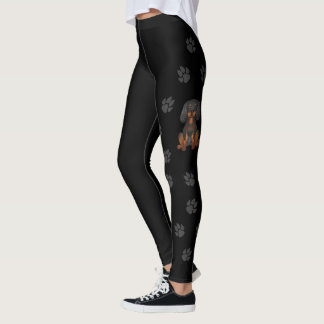 Black &amp; Tan Cavalier King Charles Spaniel &amp; Paws Leggings