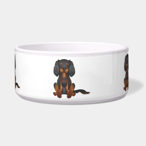 Black  Tan Cavalier King Charles Spaniel Sitting Bowl