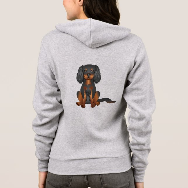 Black & Tan Cavalier King Charles Spaniel Sitting Hoodie (Back)