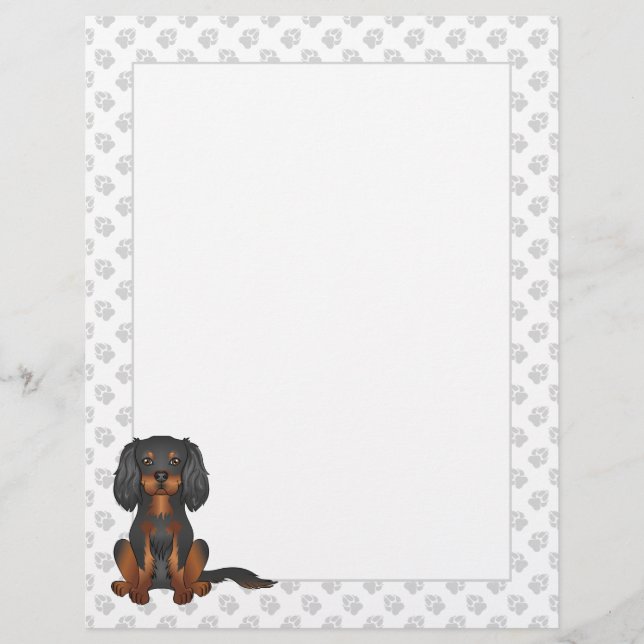 Black & Tan Cavalier King Charles Spaniel Sitting Letterhead (Front)