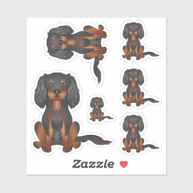 Black & Tan Cavalier King Charles Spaniel Sitting Sticker (Sheet)