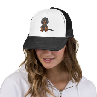 Black &amp; Tan Cavalier King Charles Spaniel Sitting Trucker Hat