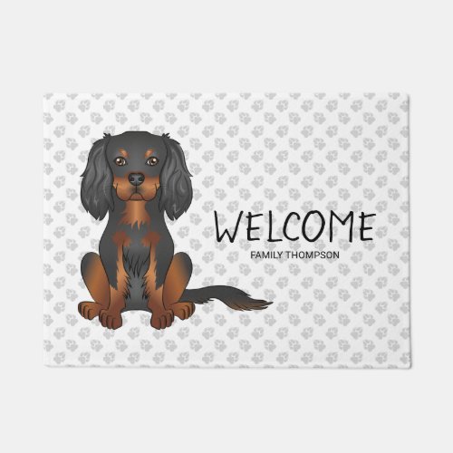 Black  Tan Cavalier King Charles Spaniel  Text Doormat