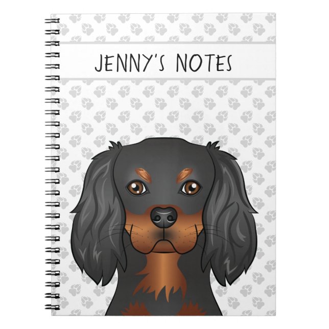 Black & Tan Cavalier King Charles Spaniel & Text Notebook (Front)