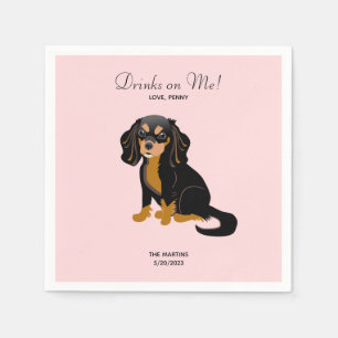 Black Tan Cavalier Wedding Cocktail Napkins