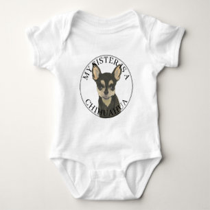 Black Tan Chihuahua Dog Big Sister Baby Bodysuit