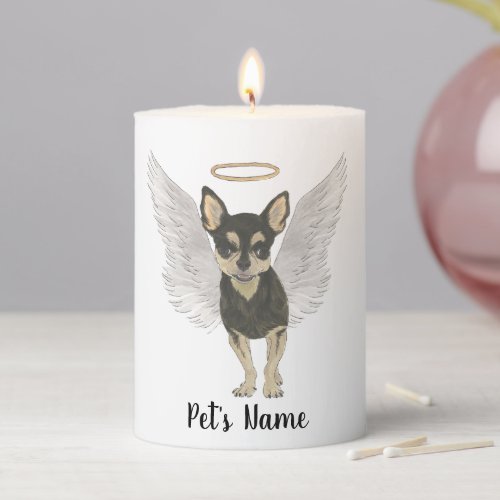 Black  Tan Chihuahua Sympathy Memorial Pillar Candle