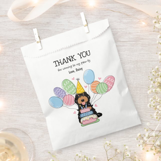Black Tan Cockapoo Cavapoo Birthday Party  Favor Bag (Clipped)