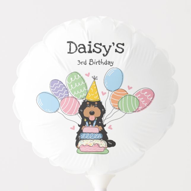 Black Tan Cockapoo Cavapoo Dog Birthday Party Balloon (Front)