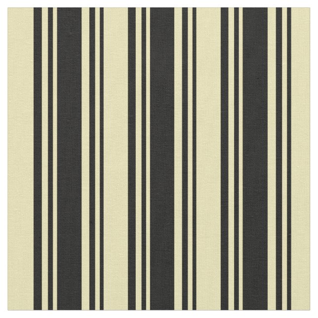 Black & Tan Colored Lined/Striped Pattern Fabric (Close Up)