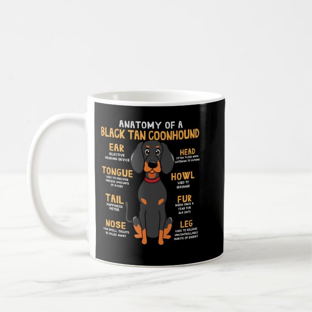 Black Tan Coonhound Anatomy Funny Dog Mom Dad Cute Coffee Mug (Left)