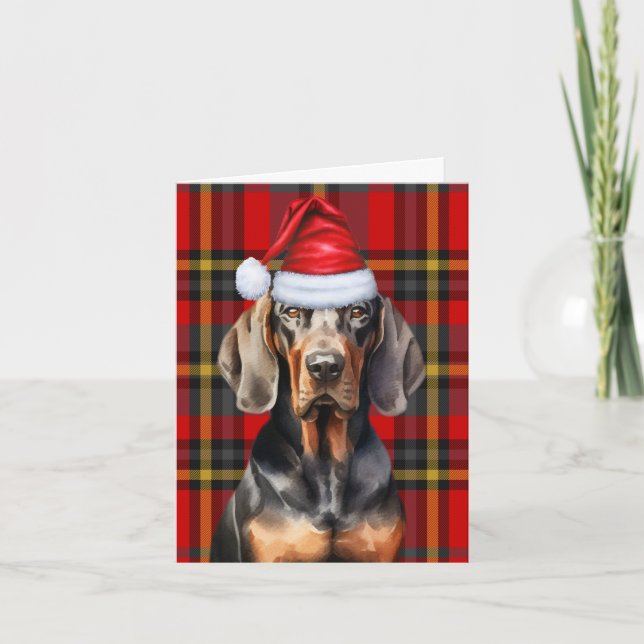 Black Tan Coonhound Christmas Dog Holiday Plaid (Front)