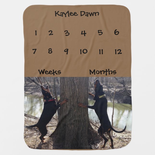 Black & Tan Coonhound Milestone Baby Blanket (Front)