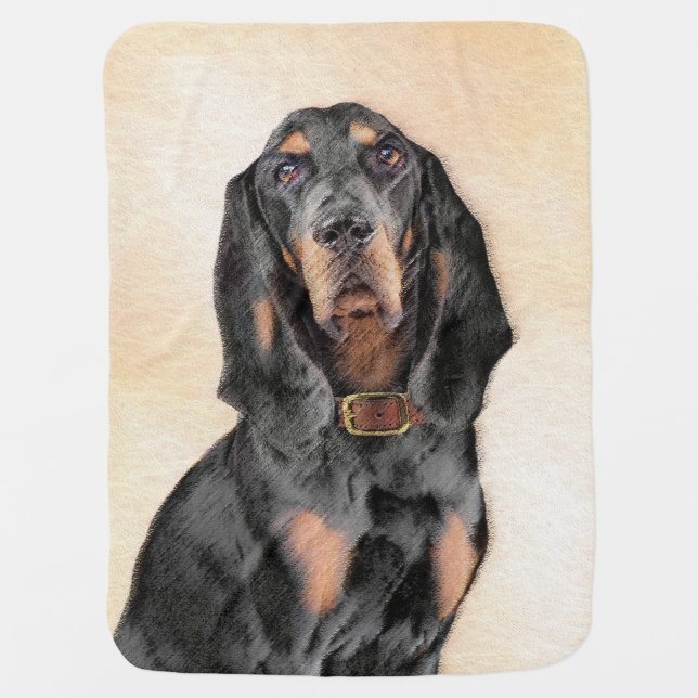 Black & Tan Coonhound Painting - Original Dog Art Baby Blanket (Front)