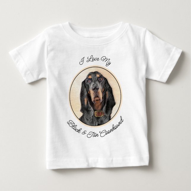 Black & Tan Coonhound Painting - Original Dog Art Baby T-Shirt (Front)