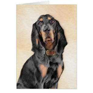 Black & Tan Coonhound Painting - Original Dog Art Cards