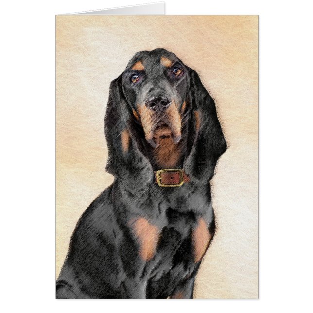 Black & Tan Coonhound Painting - Original Dog Art Cards (Front)