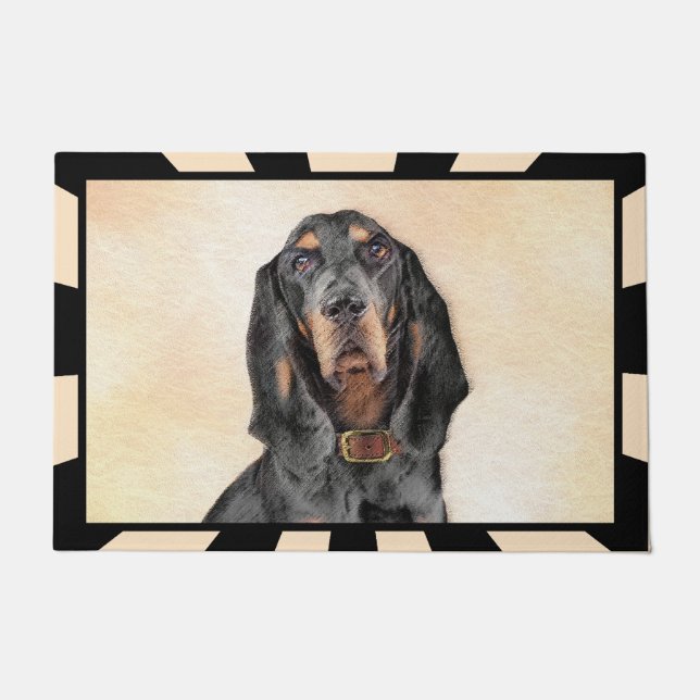 Black & Tan Coonhound Painting - Original Dog Art Doormat (Front)