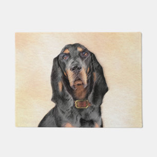 Black & Tan Coonhound Painting - Original Dog Art Doormat
