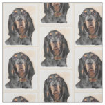 Black &amp; Tan Coonhound Painting - Original Dog Art Fabric