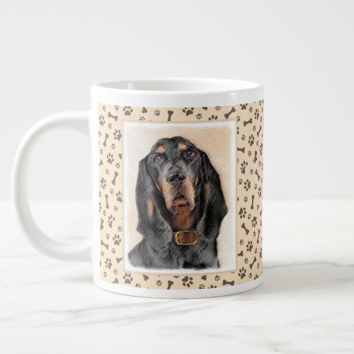 Black  Tan Coonhound Painting _ Original Dog Art Giant Coffee Mug