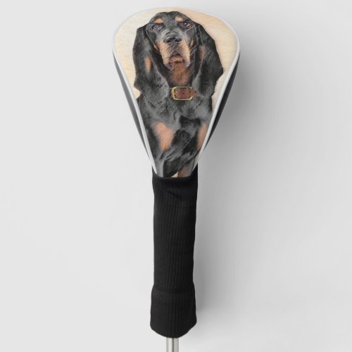 Black  Tan Coonhound Painting _ Original Dog Art Golf Head Cover