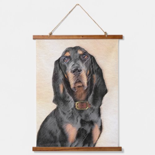 Black  Tan Coonhound Painting _ Original Dog Art Hanging Tapestry