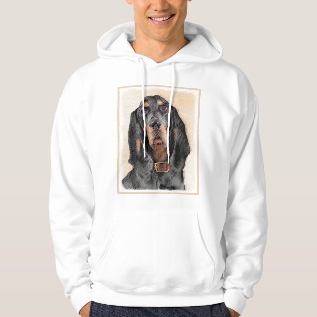 Black & Tan Coonhound Painting - Original Dog Art Hoodie (Front)