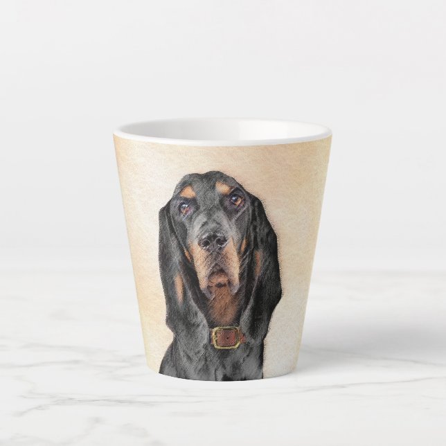 Black & Tan Coonhound Painting - Original Dog Art Latte Mug (Front)