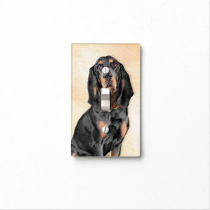 Black & Tan Coonhound Painting - Original Dog Art Light Switch Cover
