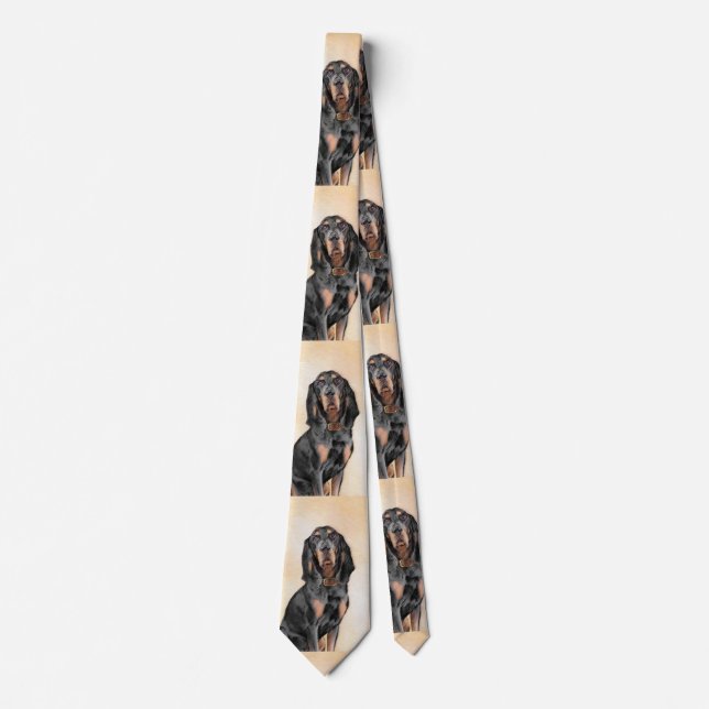 Black & Tan Coonhound Painting - Original Dog Art Neck Tie (Front)