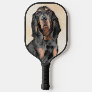 Black & Tan Coonhound Painting - Original Dog Art Pickleball Paddle