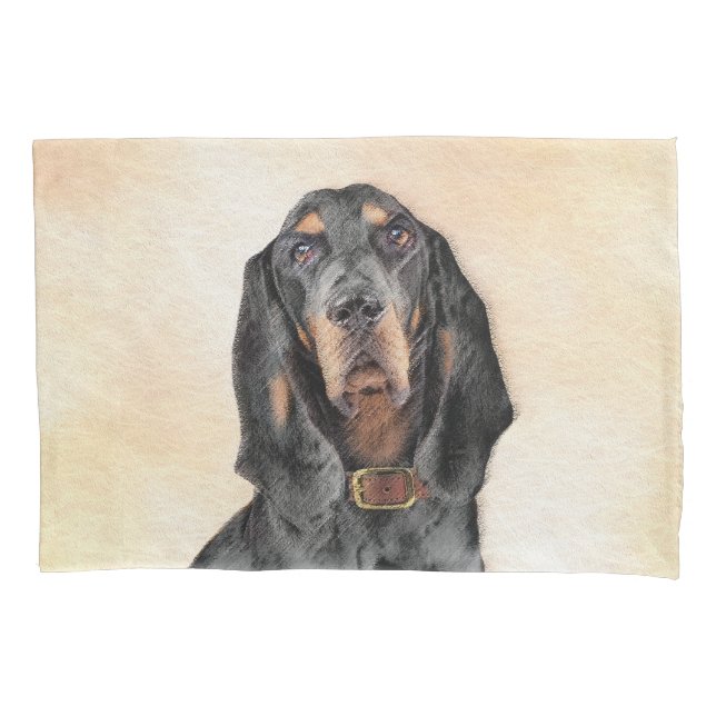Black & Tan Coonhound Painting - Original Dog Art Pillow Case (Front)