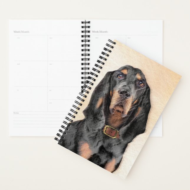 Black & Tan Coonhound Painting - Original Dog Art Planner (Display)